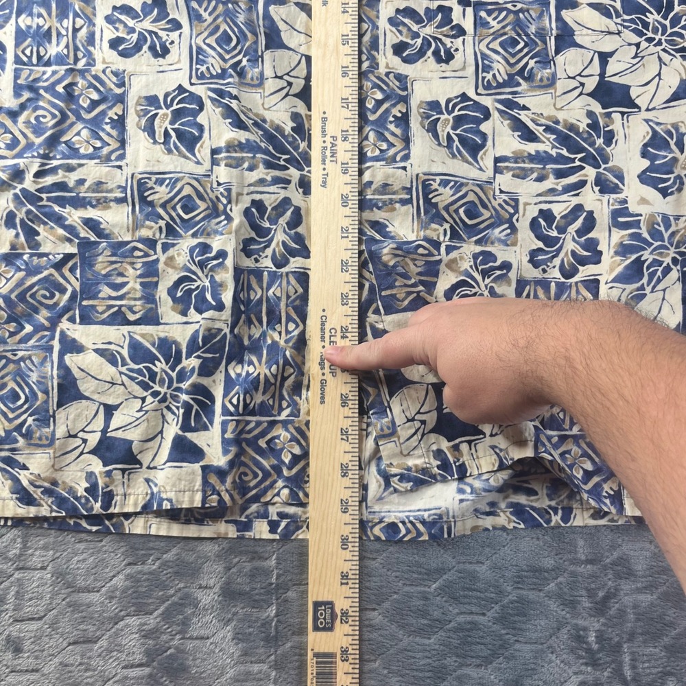 Campia Moda Button Front Shirt Mens XL Blue Cream Excellent Floral Block Print - Picture 5 of 6